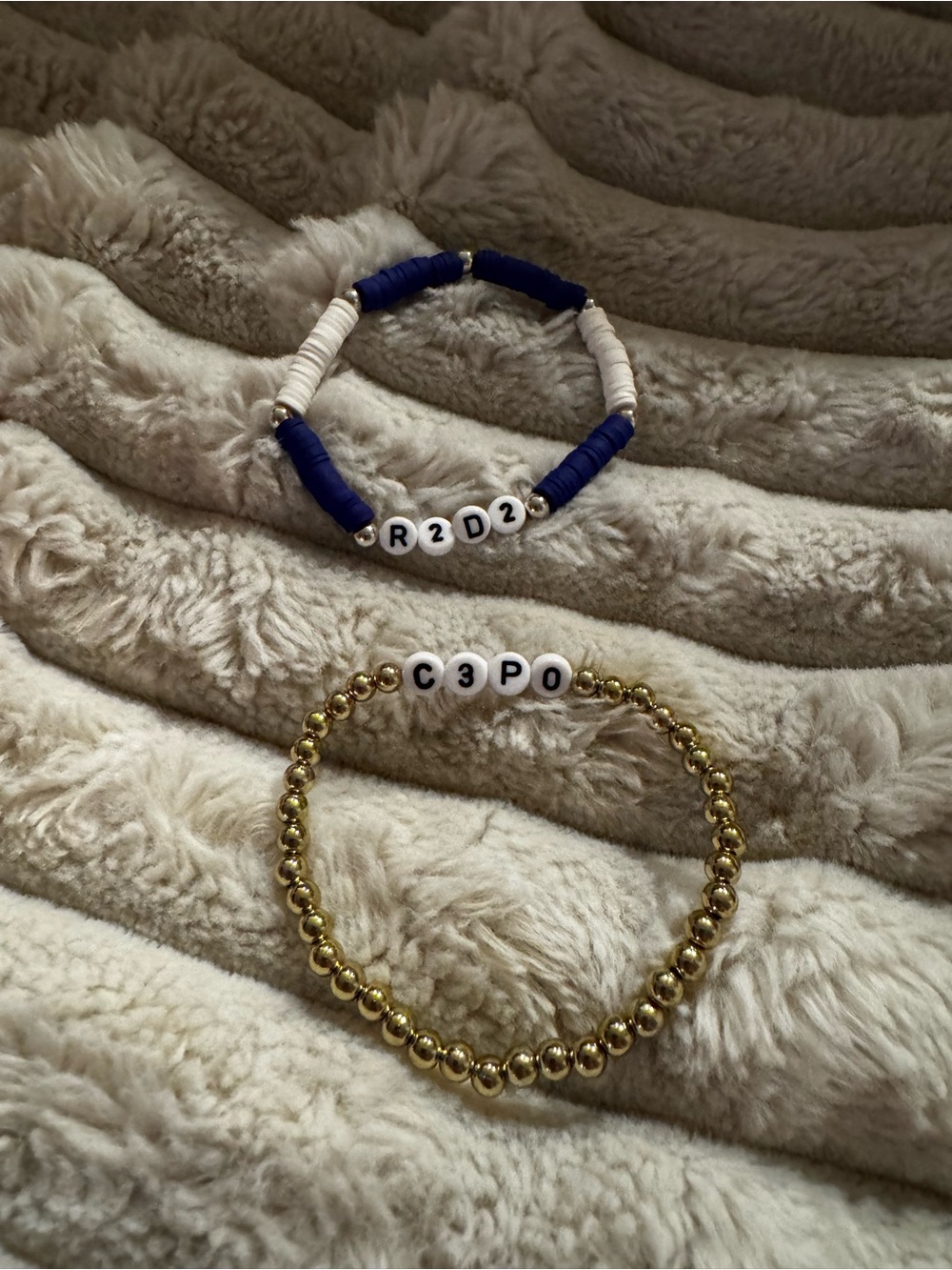 Handmade Bead Bracelets with Navy & Gold Accent